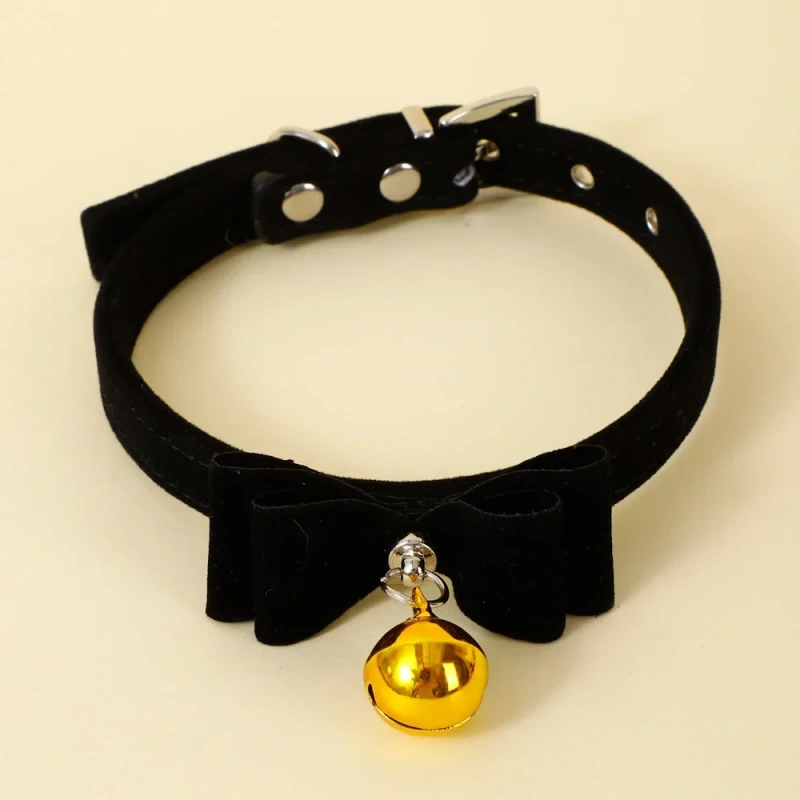 Soft Velvet Cat Collar With Gold Bells Bow tie Christmas collar For Cat Small Dog Kitten Accessories Puppy Necklace Chihuahua