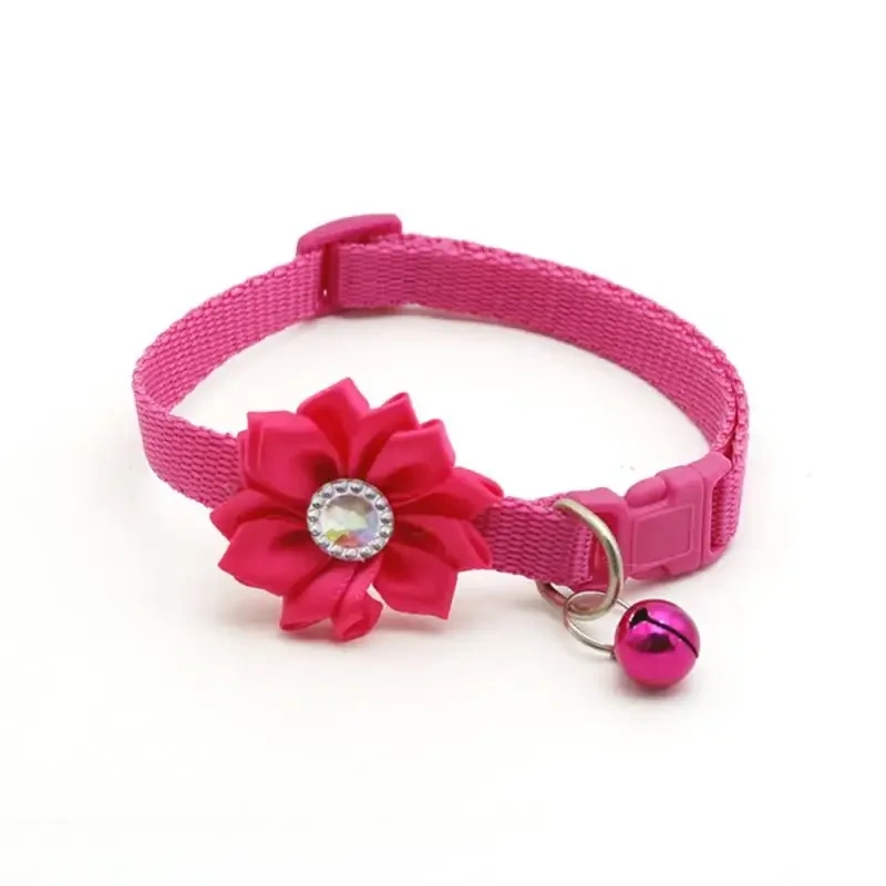 Small Cat Dog Collar Flower Bell Pet Neck Strap Adjustable Easy Wear Buckle Lovely Cat Necklace Cat Accessories Wholesale