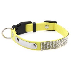 Rhinestone Cat Collar Leather Stainless Steel Engraved