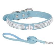 PU pet collar with sparkling rhinestones