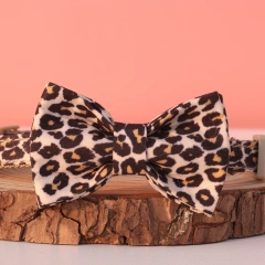 Adjustable Leopard Print Cat Collar with Bowtie, Stylish & Comfortable, Perfect Fit for Any Cat Size