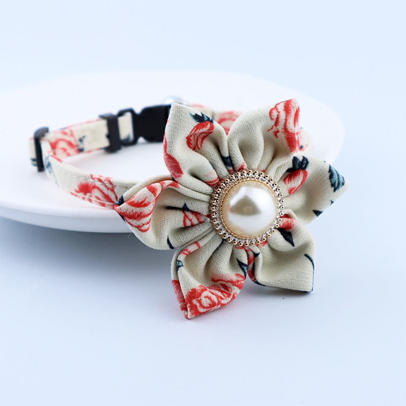 Flower Sashy Bell Adjustable Pet Cat Puppy Collar
