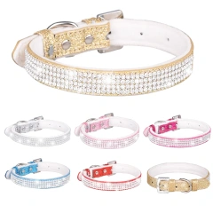 CP326--pet dog & cat collar with Shining diamonds and sparkling fabric, soft lint bottom.