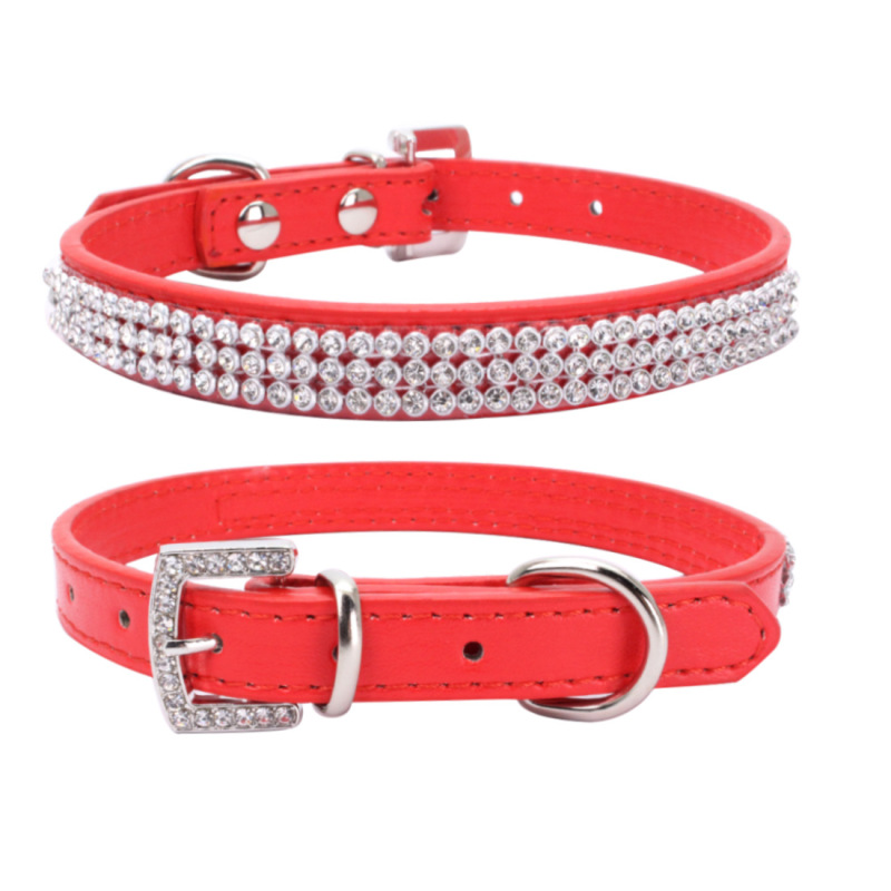 PU Leather Shiny Rhinestone Pet Collars for Small and Medium-sized Dogs，cat collar