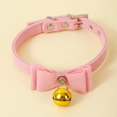 Soft Velvet Cat Collar With Gold Bells Bow tie Christmas collar For Cat Small Dog Kitten Accessories Puppy Necklace Chihuahua
