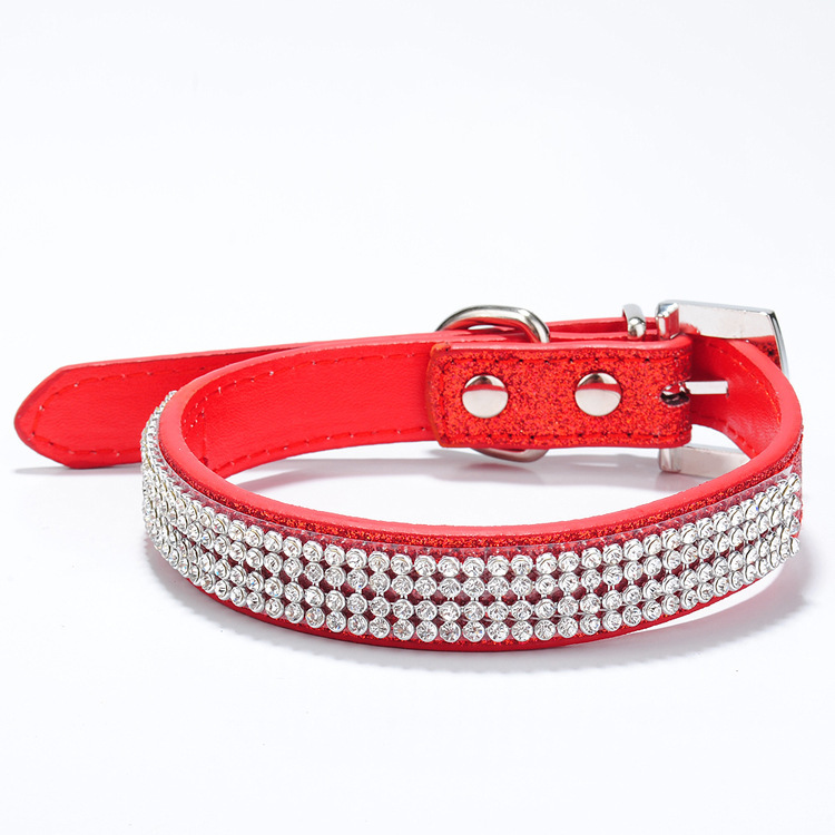 Multi-row Mesh Bling Leather S Kind Rhinestone Dog Collar PU cat collar