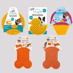 AFP Top Sale Dog Lick Mat Silicone Pet Licking Mat Slow Feeder Suction Cups Lick Mat Bone/Woofle/Duck/Ice Cream Slow Feeding Pad