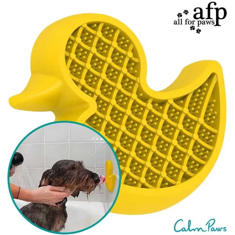 AFP Top Sale Dog Lick Mat Silicone Pet Licking Mat Slow Feeder Suction Cups Lick Mat Bone/Woofle/Duck/Ice Cream Slow Feeding Pad