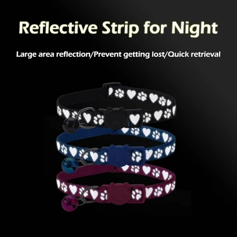 Reflective Cat Collar with Device Mount Breakaway Safety Buckle 360Night Visibility Waterproof Silicone Case Adjustable SilkPol