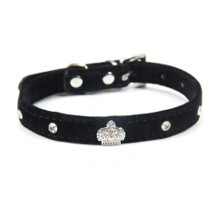 2021 New Crown Rhinestone Adjustable Pet Collar Pu Leather Fashion Cute Neckband Kitten and Dog Accessories Pet Supplies For dog