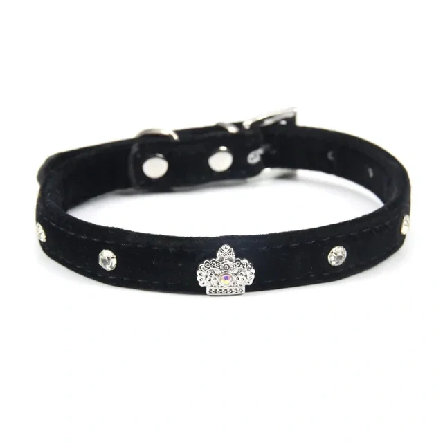 2021 New Crown Rhinestone Adjustable Pet Collar Pu Leather Fashion Cute Neckband Kitten and Dog Accessories Pet Supplies For dog