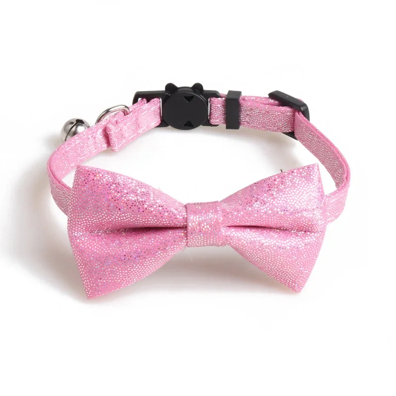 Cute Pet Cat Collar With Bell Bow Gatos Dog Collier Chain Breakaway Safety Buckle for Small Puppy Chihuahua Pink fashion