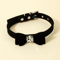 Soft Velvet Cat Collar Small Puppy Cat Dog Collars Bow Kitten Collar Bowknot Necklace for Dog Cat Chihuahua Pet Supplies S/M