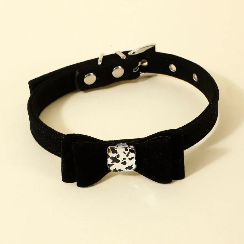 Soft Velvet Cat Collar Small Puppy Cat Dog Collars Bow Kitten Collar Bowknot Necklace for Dog Cat Chihuahua Pet Supplies S/M