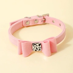 Soft Velvet Cat Collar Small Puppy Cat Dog Collars Bow Kitten Collar Bowknot Necklace for Dog Cat Chihuahua Pet Supplies S/M
