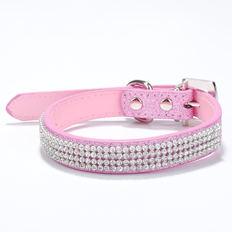 Multi-row Mesh Bling Leather S Kind Rhinestone Dog Collar PU cat collar