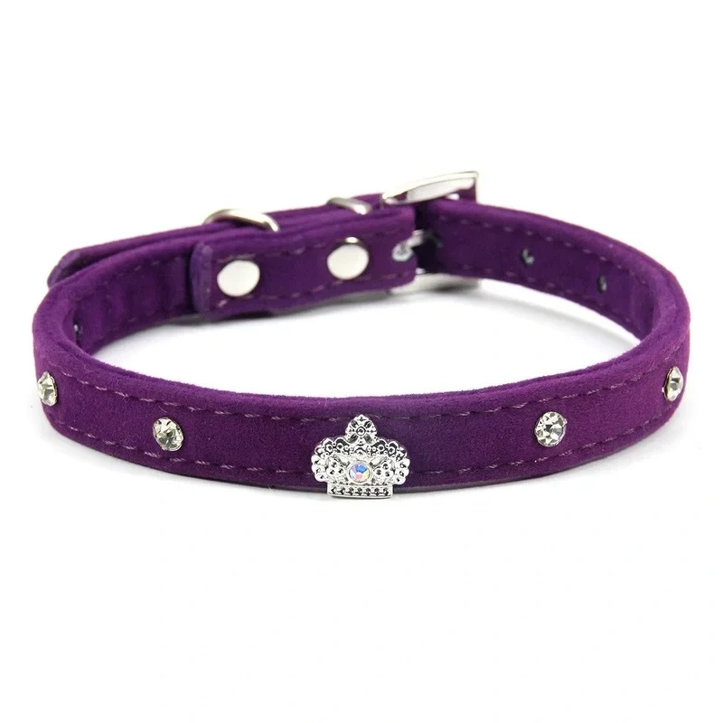 2021 New Crown Rhinestone Adjustable Pet Collar Pu Leather Fashion Cute Neckband Kitten and Dog Accessories Pet Supplies For dog