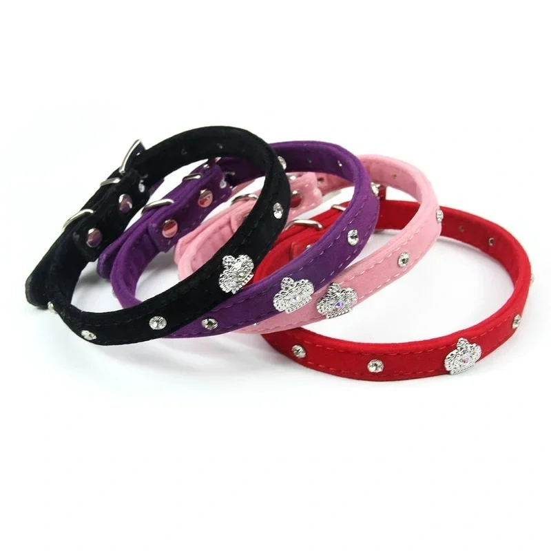 2021 New Crown Rhinestone Adjustable Pet Collar Pu Leather Fashion Cute Neckband Kitten and Dog Accessories Pet Supplies For dog