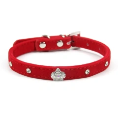 2021 New Crown Rhinestone Adjustable Pet Collar Pu Leather Fashion Cute Neckband Kitten and Dog Accessories Pet Supplies For dog