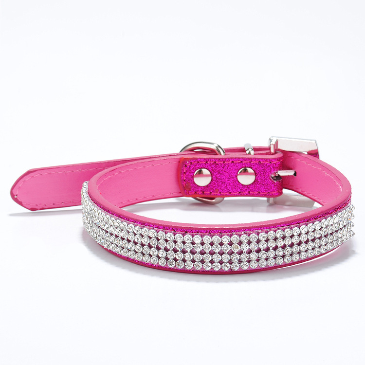 Multi-row Mesh Bling Leather S Kind Rhinestone Dog Collar PU cat collar