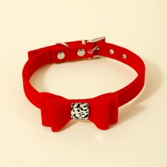 Soft Velvet Cat Collar Small Puppy Cat Dog Collars Bow Kitten Collar Bowknot Necklace for Dog Cat Chihuahua Pet Supplies S/M