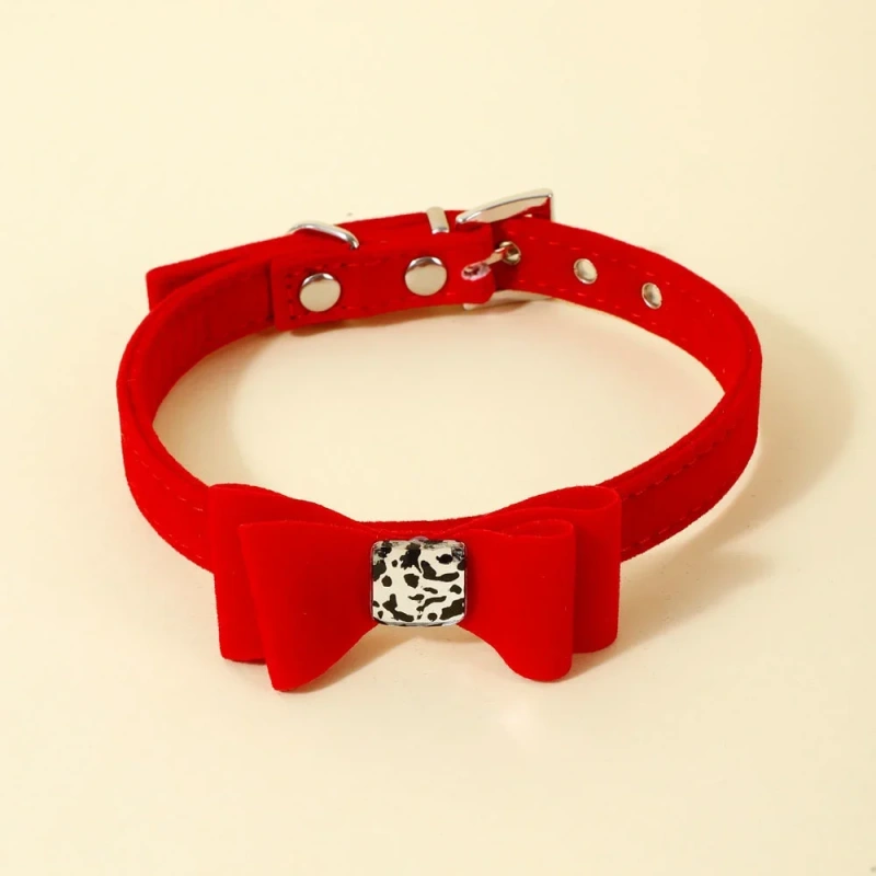 Soft Velvet Cat Collar Small Puppy Cat Dog Collars Bow Kitten Collar Bowknot Necklace for Dog Cat Chihuahua Pet Supplies S/M