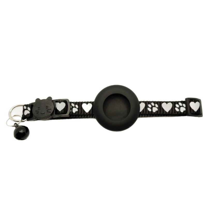 Reflective Cat Collar with Device Mount Breakaway Safety Buckle 360Night Visibility Waterproof Silicone