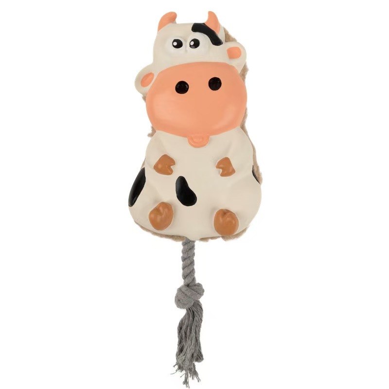 Soft Latex Dog Chew Toy Natural Safety Latex Pet Chewing Toy Dog Fetch Squeaky Plush Rope Toy