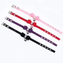 Pet Dogs Collar Rhinestone BowKnot with Bell Kitten Velvet Bow Tie Cute Comfortable Adjustable Elastic Puppy Pet Cats Supplies