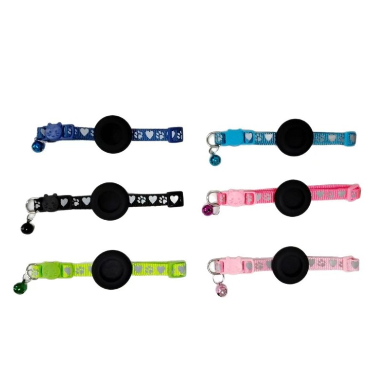Reflective Cat Collar with Device Mount Breakaway Safety Buckle 360Night Visibility Waterproof Silicone