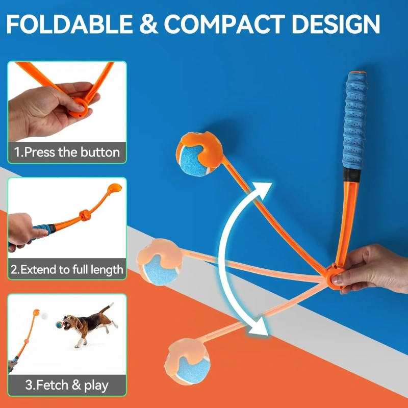 Hot-Selling Foldable Dog Ball Thrower Toy | Long-Distance Launcher | Outdoor Pet Fetch Tool