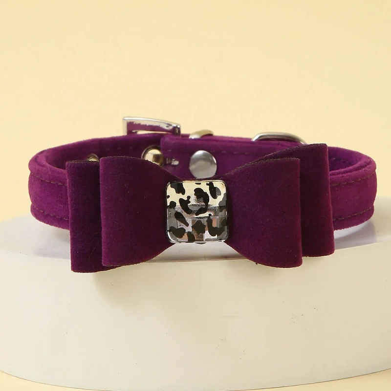 Soft Velvet Cat Collar Small Puppy Cat Dog Collars Bow Kitten Collar Bowknot Necklace for Dog Cat Chihuahua Pet Supplies S/M