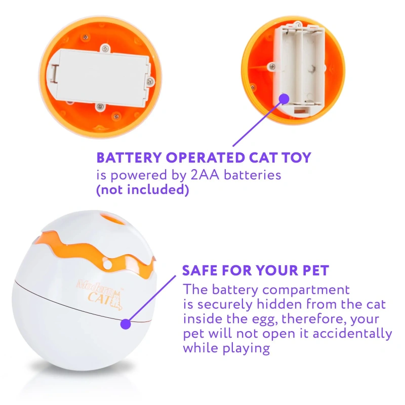 White 360-Degree Rotation Automatic Shut-Off Spinner Cat Toy Sturdy ABS Plastic Interactive Movement Toy for Indoor Cats Kittens