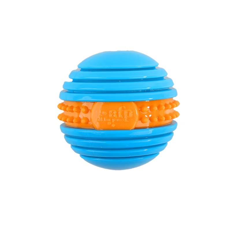 Dog Rubber TPR Chew Ball Toy Pet Interactive Squeaky Hollow Fetch Ball for Dog Teeth Cleaning