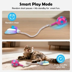 AFP Indoor Interactive Pet Toy Automatic Rotating Rolling Ball With Elastic Mesh Tail Electric Smart Cat Teaser Toy Chasing Ball