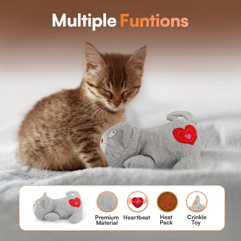 AFP Heartbeat Cat Calming Toy Stuffed Plush Heart Beat Soothing Stress Relief And Sleeping Aid Toy Comfort Pet Dog Cat Plush Toy
