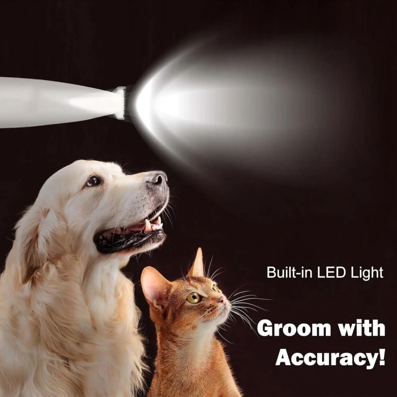 AFP IPX4 Waterproof Pet Hair Trimmer With LED Light Low Noise Dog Cat Hair Clipper Grooming Trimmer For Paws Ears Face And Rump