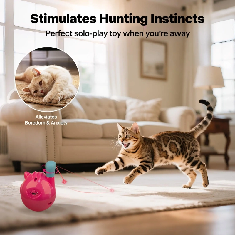 AFP Interactive Smart Cat Laser Toy Automatic 360 Degree Rotating Cat Laser Teasing Toy Indoor Self-play Cat Wobble Chase Toy