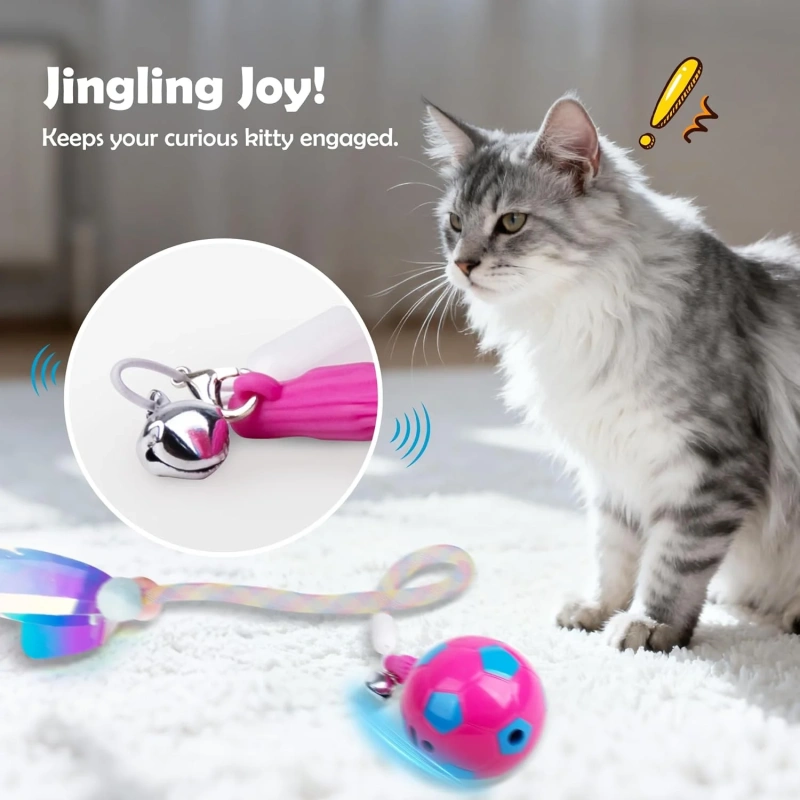 AFP Indoor Interactive Pet Toy Automatic Rotating Rolling Ball With Elastic Mesh Tail Electric Smart Cat Teaser Toy Chasing Ball