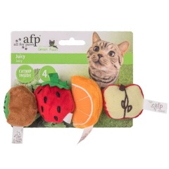 AFP New Arrival Soft Plush Crinkle Cat Chew Toy AFP Premium Catnip Toys Bite Resistant Juicy Series 4PK Catnip Toy for Cats