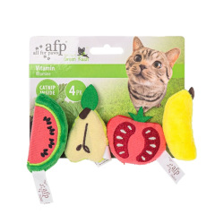 Soft Plush Crinkle Cat Chew Toy AFP Premium Catnip Toys Bite Resistant Juicy Series 4PK Catnip Toy for Cats