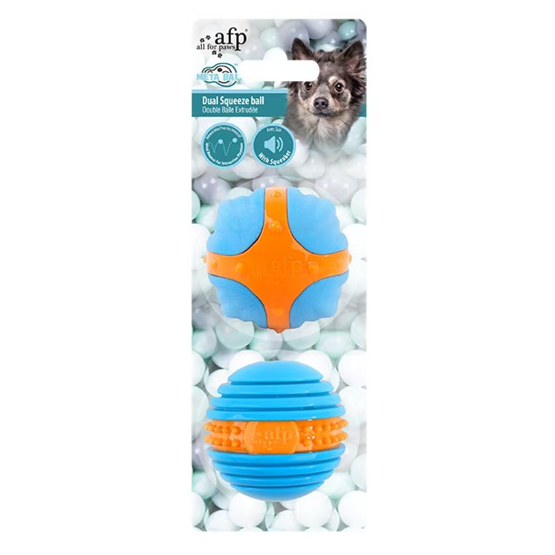 Dog Rubber TPR Chew Ball Toy Pet Interactive Squeaky Hollow Fetch Ball for Dog Teeth Cleaning