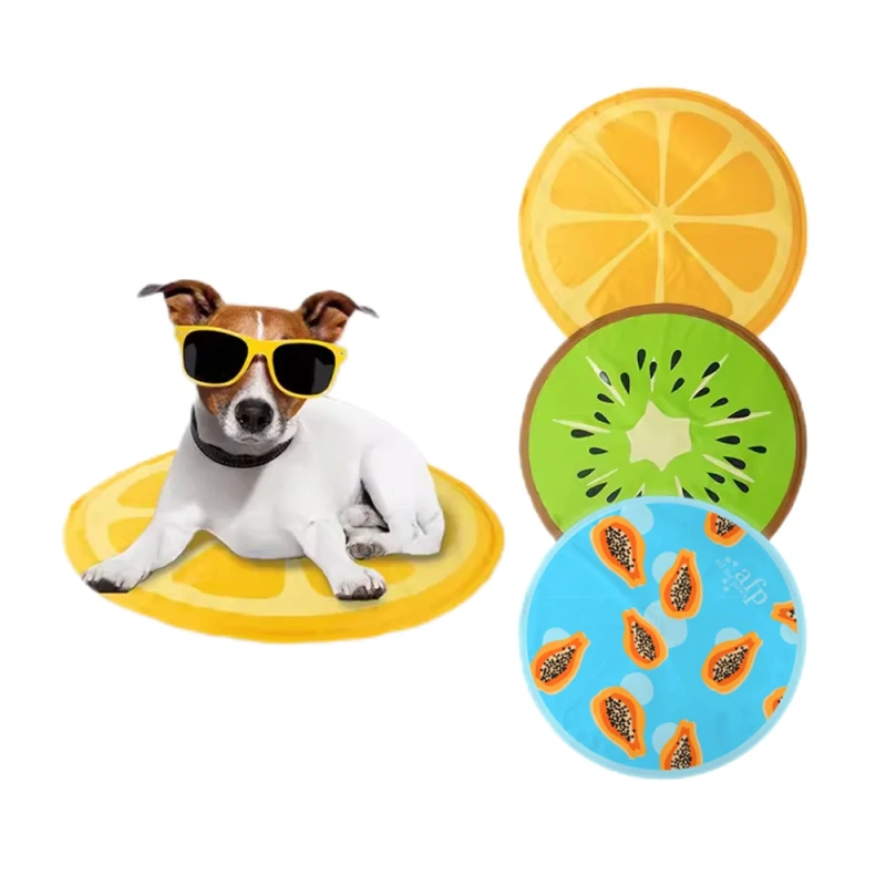AFP Hot Sale Portable Foldable Pet Cooling Mat Papaya/Kiwi/Orange Dog Cat Cooling Mat Pressure-Activated Gel Cooling Pad Blanket