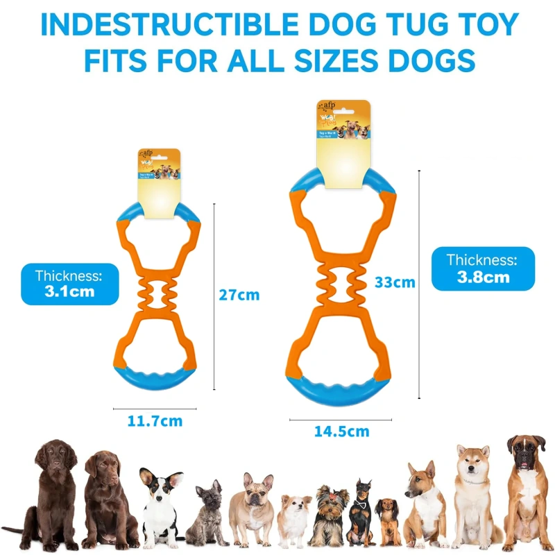 AFP Interactive Outdoor Fetch Training Dog Tug Chew Toy Tug of War Game Pet Chew Toy With 2 Handles Durable Tough Rubber Dog Toy