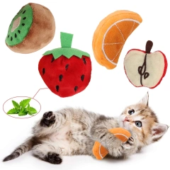 AFP New Arrival Soft Plush Crinkle Cat Chew Toy AFP Premium Catnip Toys Bite Resistant Juicy Series 4PK Catnip Toy for Cats
