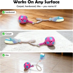 AFP Indoor Interactive Pet Toy Automatic Rotating Rolling Ball With Elastic Mesh Tail Electric Smart Cat Teaser Toy Chasing Ball