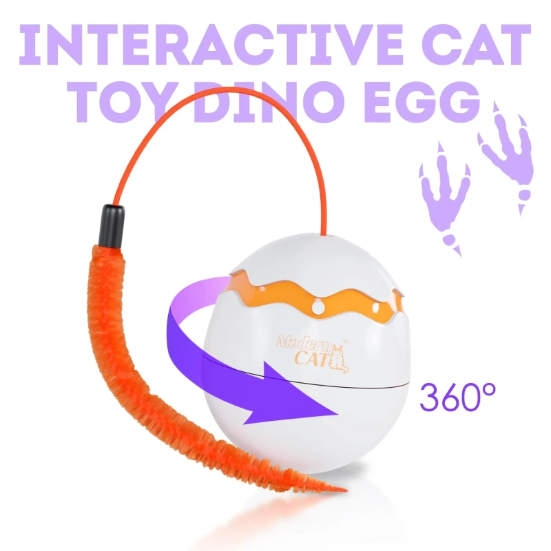 White 360-Degree Rotation Automatic Shut-Off Spinner Cat Toy Sturdy ABS Plastic Interactive Movement Toy for Indoor Cats Kittens
