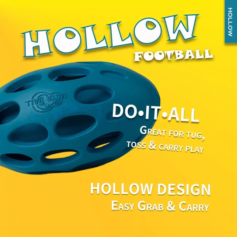 AFP Bite Resistant Wiggle Holey Roller Football Dog Chew Toys With Giggle Wiggle Squeaker Interactive Outdoor Fetch Pet Chew Toy