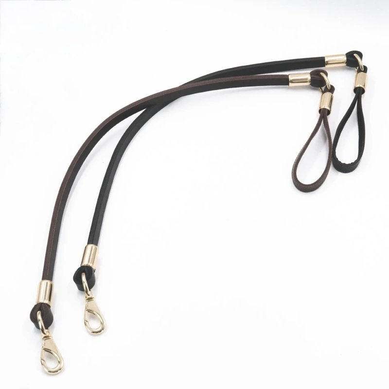 Double Layer Handmade Cowhide Pet Training Leash Luxury Genuine Leather Non-slip Dog Walking Leash Strong Safety Chain