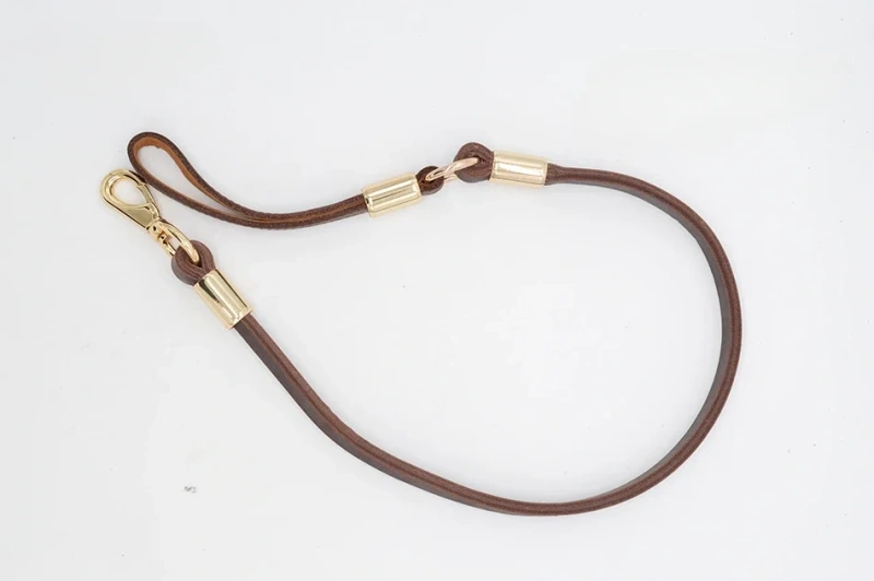 Double Layer Handmade Cowhide Pet Training Leash Luxury Genuine Leather Non-slip Dog Walking Leash Strong Safety Chain